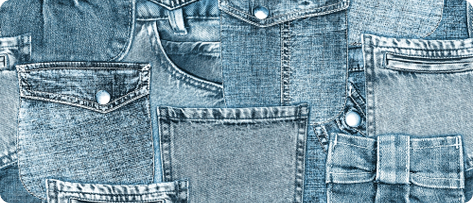 Denim and jeans fabric collage