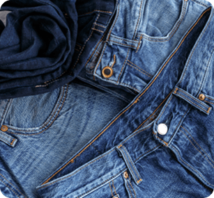 Knotted denim fabric