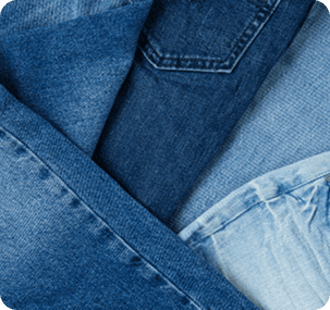 Folded blue denim fabric
