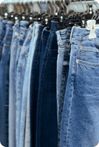 Hanging denim garments